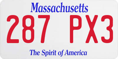 MA license plate 287PX3