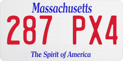 MA license plate 287PX4