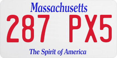 MA license plate 287PX5