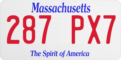 MA license plate 287PX7