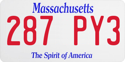 MA license plate 287PY3