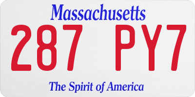 MA license plate 287PY7