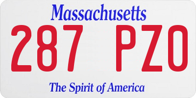 MA license plate 287PZ0