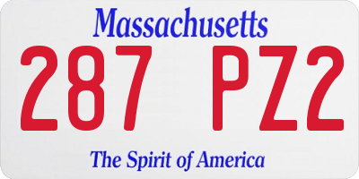 MA license plate 287PZ2