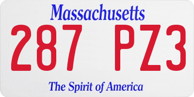 MA license plate 287PZ3