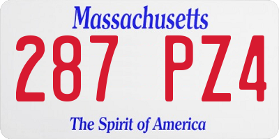 MA license plate 287PZ4
