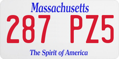 MA license plate 287PZ5