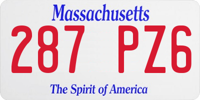 MA license plate 287PZ6