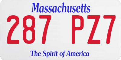 MA license plate 287PZ7