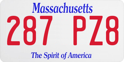 MA license plate 287PZ8
