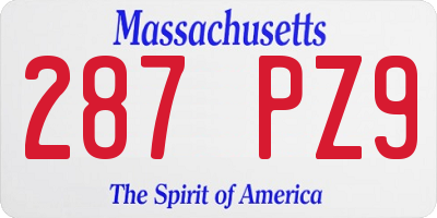 MA license plate 287PZ9