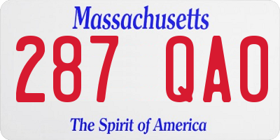 MA license plate 287QA0