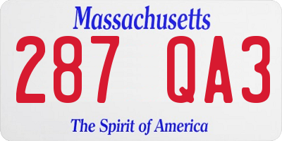 MA license plate 287QA3