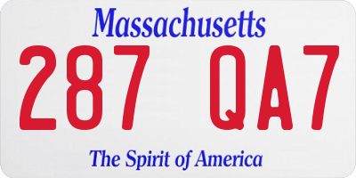 MA license plate 287QA7