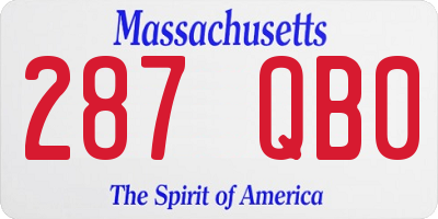 MA license plate 287QB0