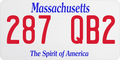 MA license plate 287QB2