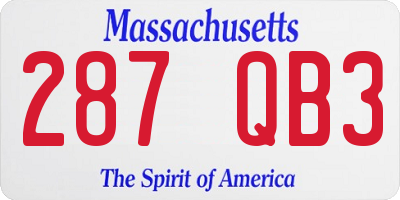 MA license plate 287QB3