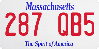 MA license plate 287QB5