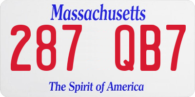 MA license plate 287QB7