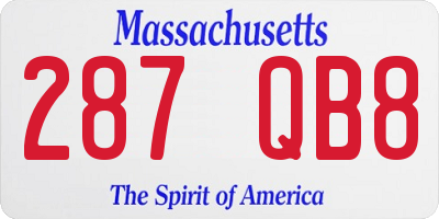 MA license plate 287QB8