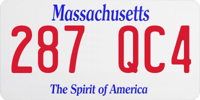 MA license plate 287QC4