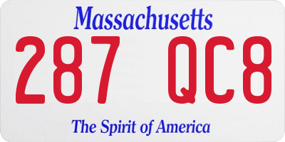 MA license plate 287QC8