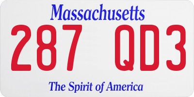 MA license plate 287QD3