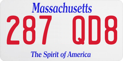 MA license plate 287QD8