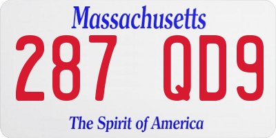 MA license plate 287QD9