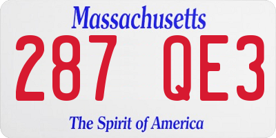 MA license plate 287QE3