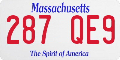 MA license plate 287QE9