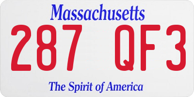 MA license plate 287QF3