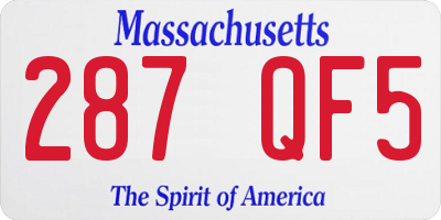 MA license plate 287QF5