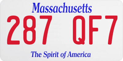 MA license plate 287QF7