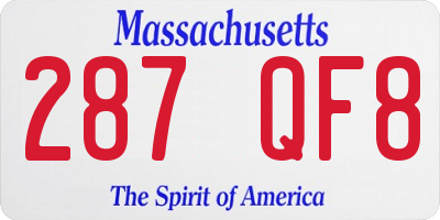 MA license plate 287QF8