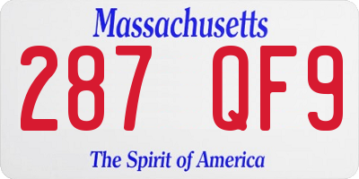 MA license plate 287QF9