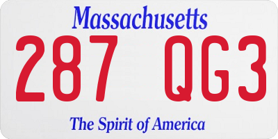 MA license plate 287QG3