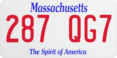 MA license plate 287QG7