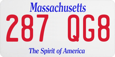 MA license plate 287QG8