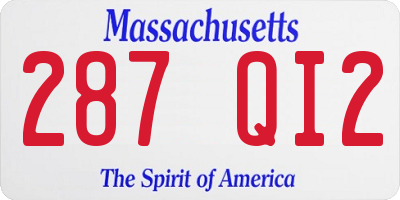 MA license plate 287QI2