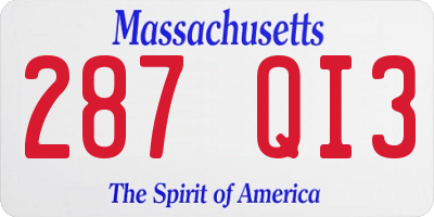 MA license plate 287QI3