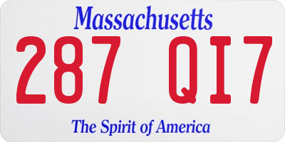 MA license plate 287QI7