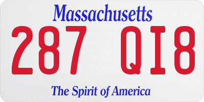 MA license plate 287QI8
