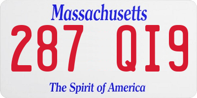 MA license plate 287QI9