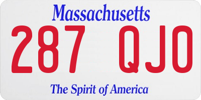 MA license plate 287QJ0