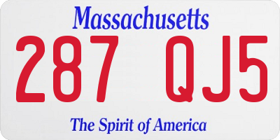 MA license plate 287QJ5