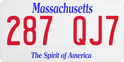 MA license plate 287QJ7