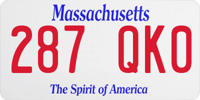MA license plate 287QK0