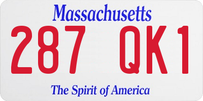 MA license plate 287QK1