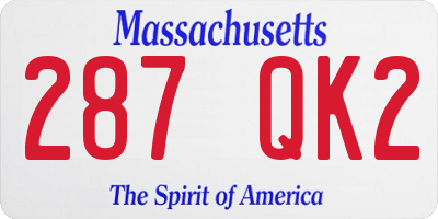 MA license plate 287QK2